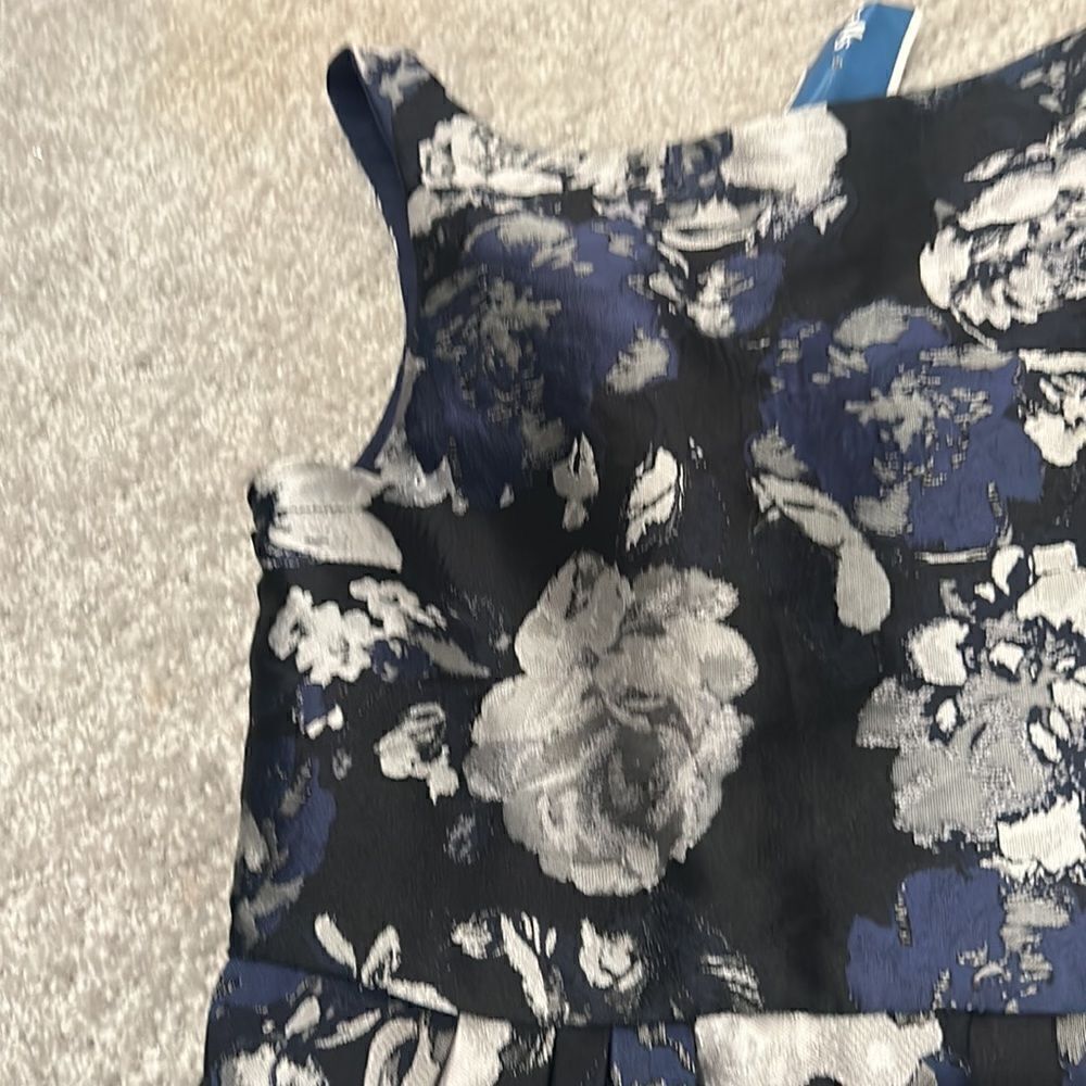 New Eva Franco for Anthropologie Blue/Silver Floral Brocade Midi Dress Sz 8 NWT - Picture 12 of 13